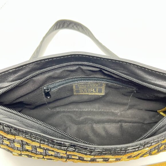 Vintage  Dawli  Black Leather   East West Bag   Gold & Patten Detailing, - Picture 3 of 15